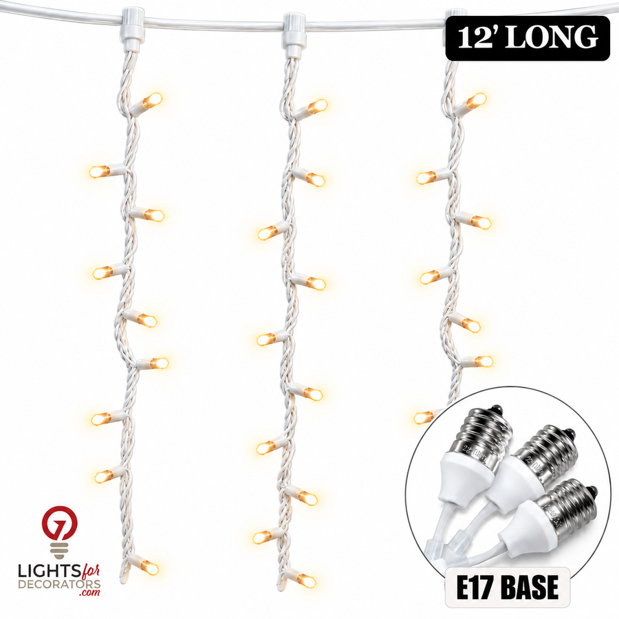 12' Warm White 5MM Socket Drop - White Wire 12'- White