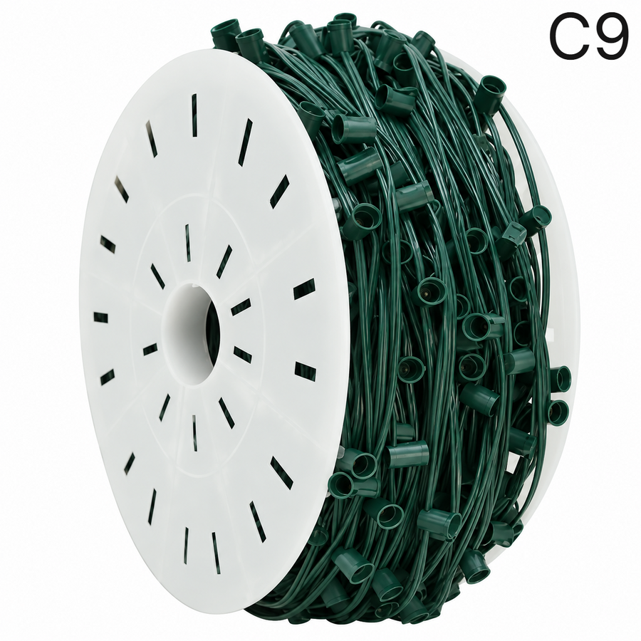 C9 Socket Cord - 1000ft spool - 12" Green SPT-2 12"- 1000'- Green