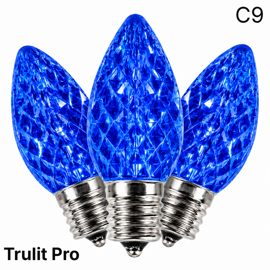 Blue LED C9 - TruLit Pro Faceted Bulb - Steady Blue