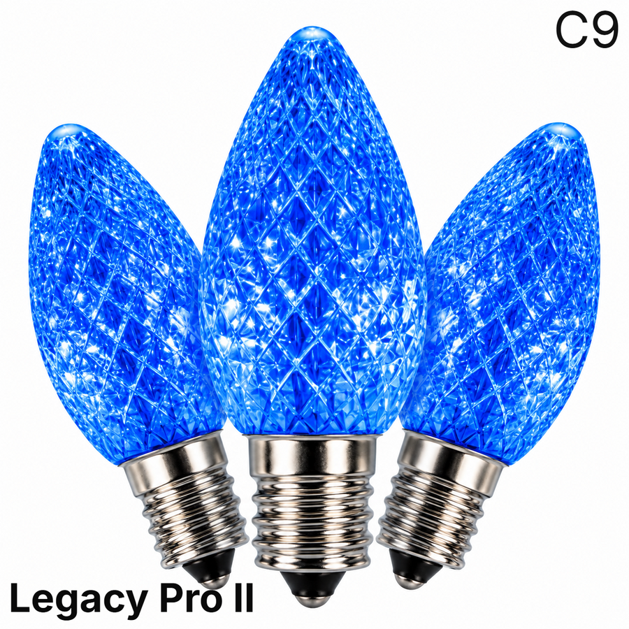 Blue LED C9 - LegacyPro II Faceted Bulb - Steady Blue- LegacyPro 2