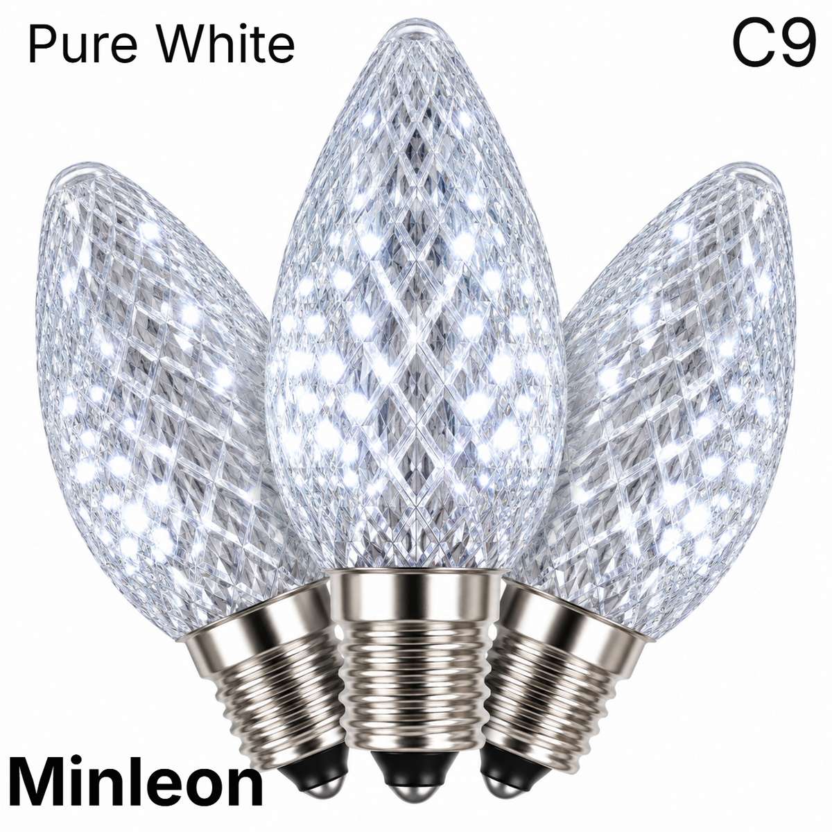 Pure White LED C9 - Minleon Faceted Bulb - Steady — view 1