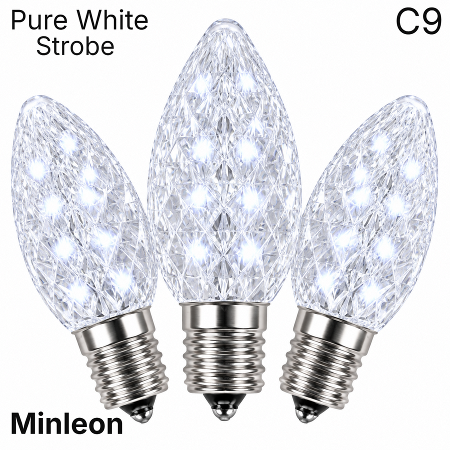 Pure White LED Strobe C9 - Minleon Bulb