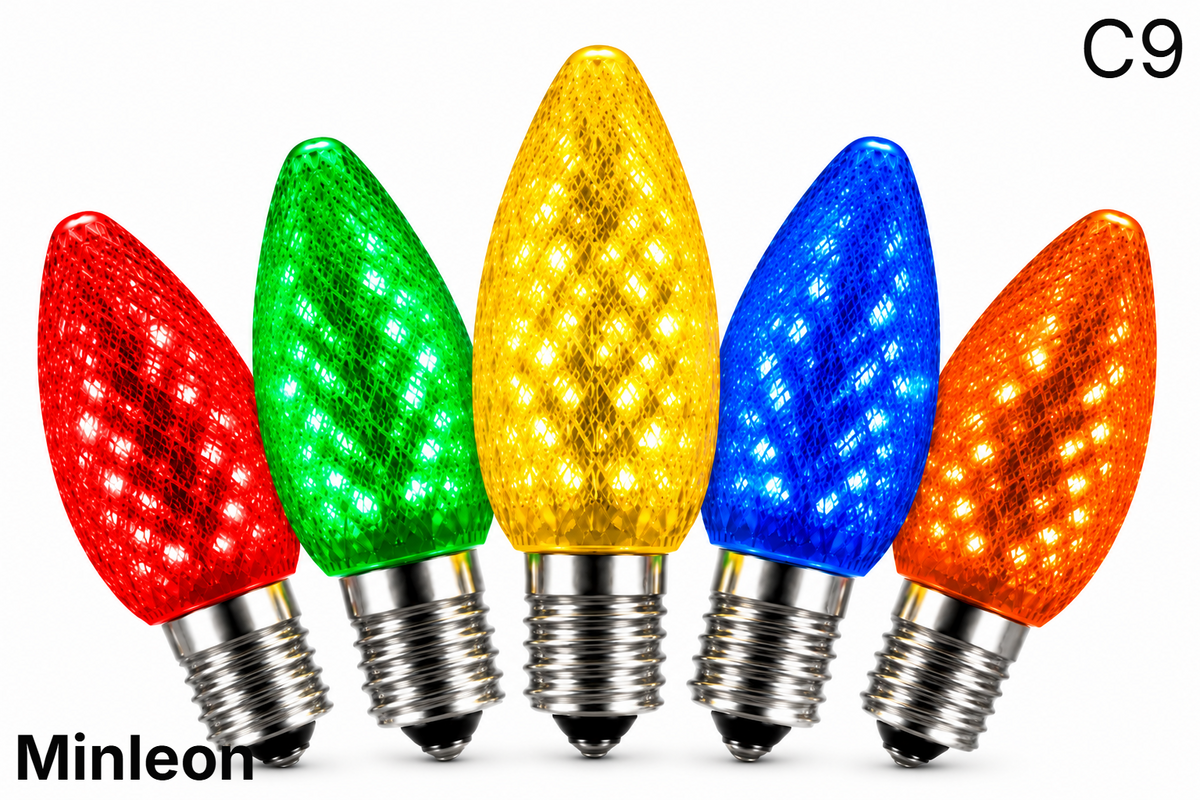 Multi Colored LED C9 - Minleon Faceted Bulb - Steady — view 1