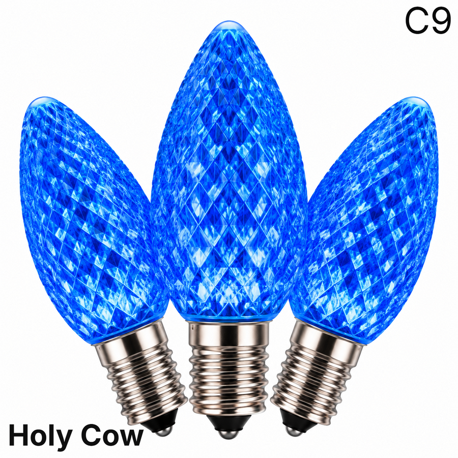 Blue LED C9 - Holy Cow Faceted Bulb - Steady Blue- Holy Cow
