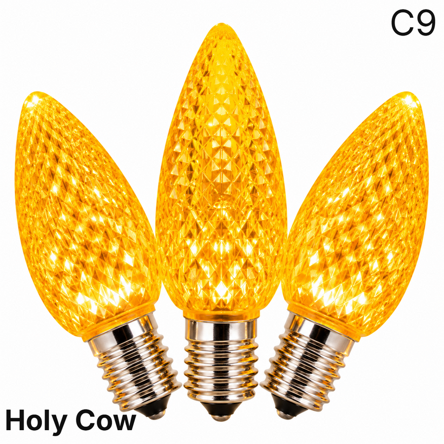Orange LED C9 - Holy Cow Faceted Bulb - Steady Orange- Holy Cow
