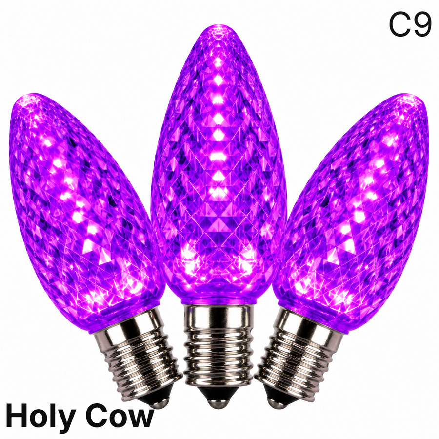 Purple LED C9 - Holy Cow Faceted Bulb - Steady Purple- Holy Cow