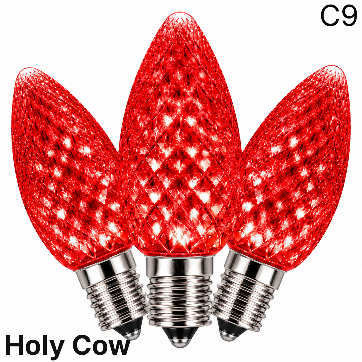 Red LED C9 - Holy Cow Faceted Bulb - Steady — view 1
