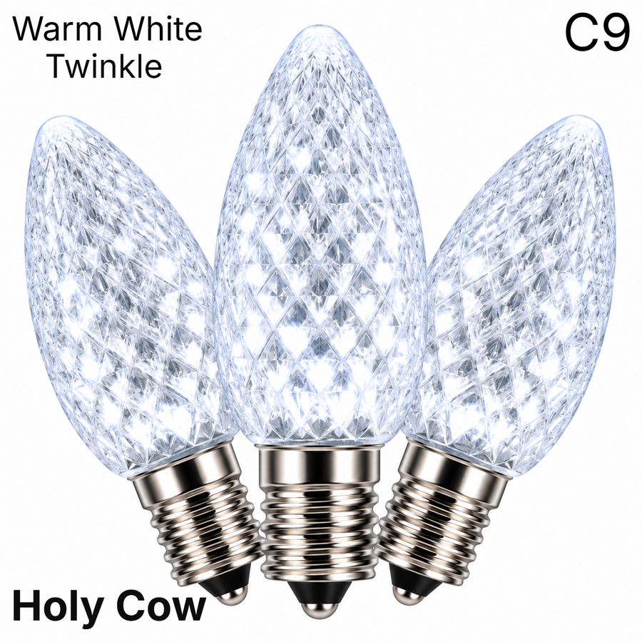 Warm White LED C9 - Holy Cow Faceted Bulb - Twinkle Warm White- Holy Cow