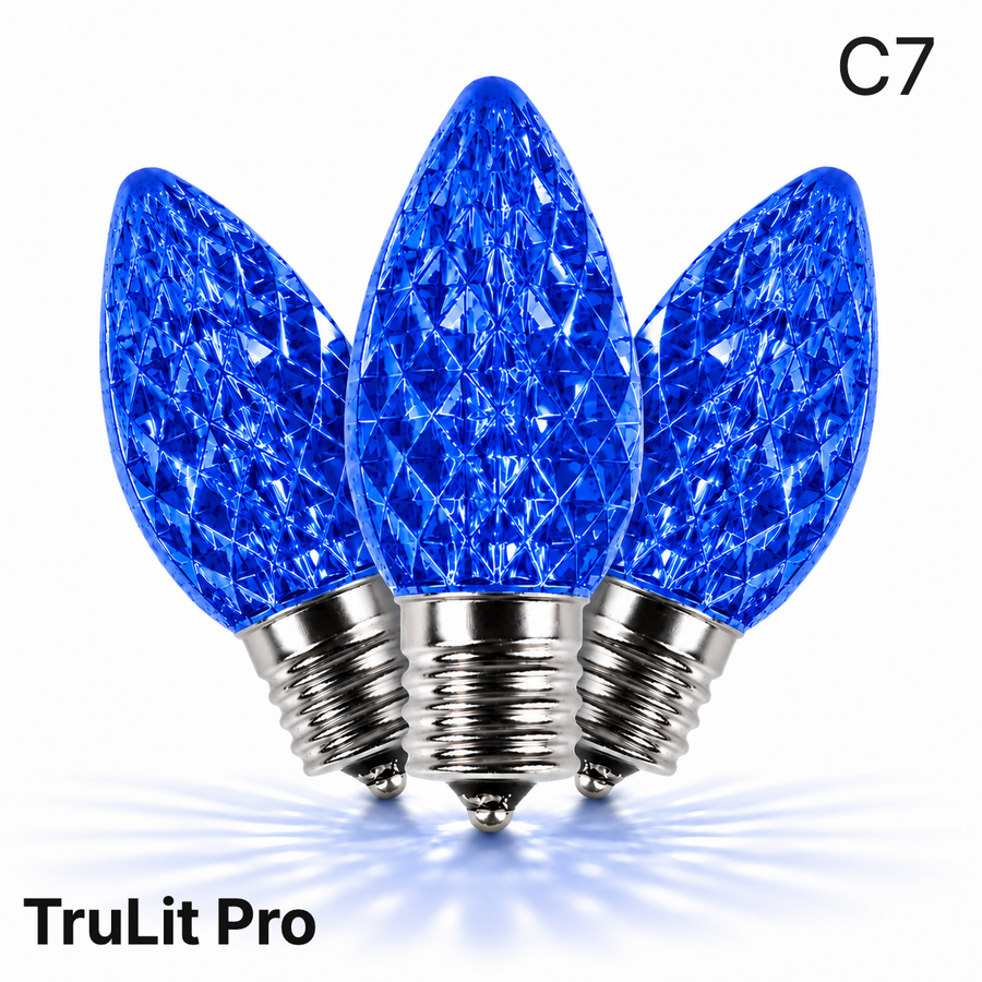 Blue LED C7 - TruLit Pro Faceted LED Bulb - Steady Blue