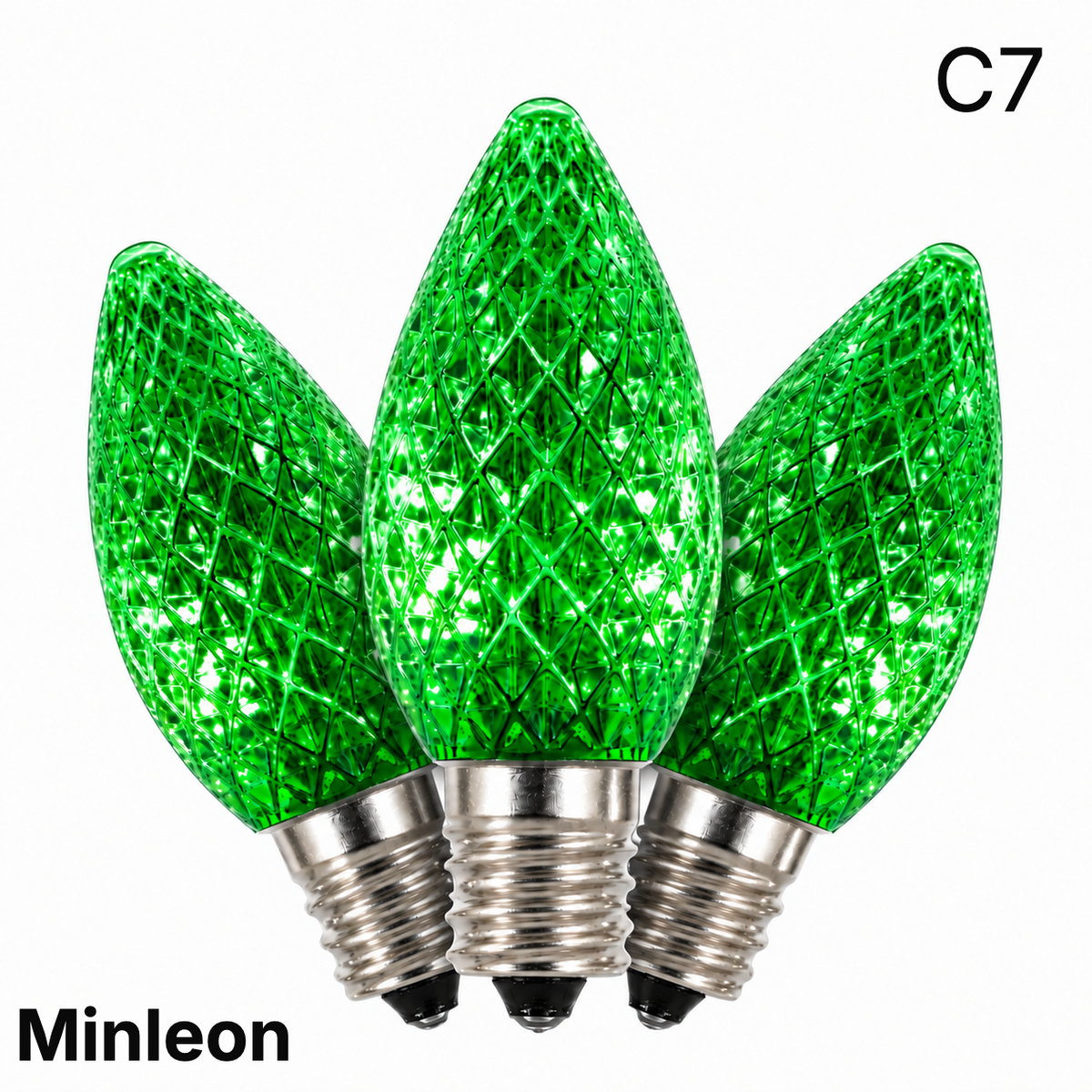 Green LED C7 - Minleon Faceted Bulb - Steady — view 1