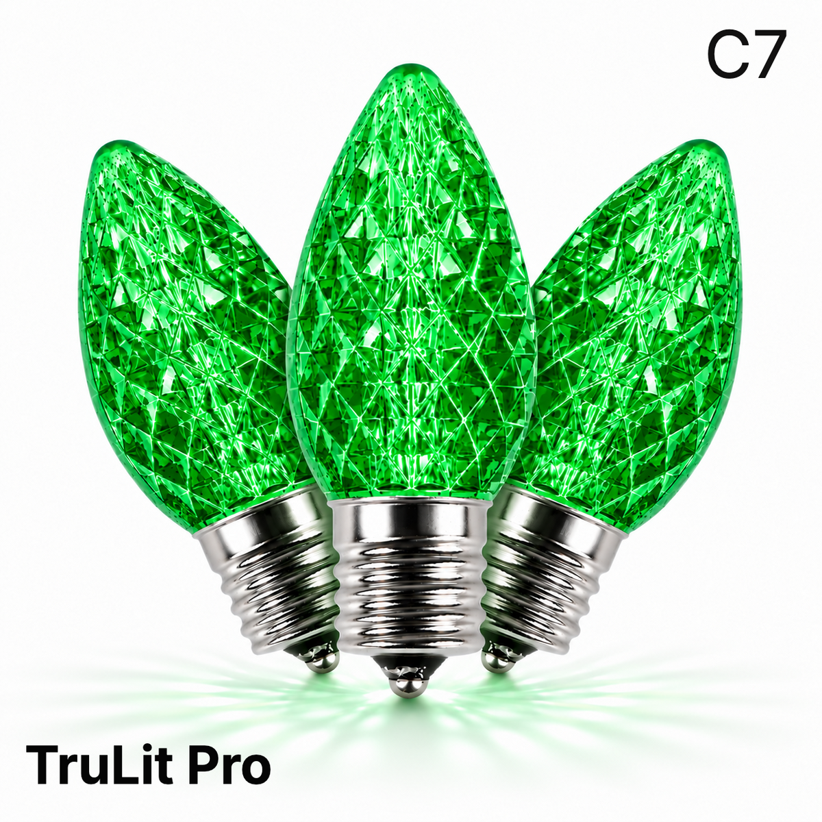 Green LED C7 - TruLit Pro Faceted LED Bulb - Steady — view 1