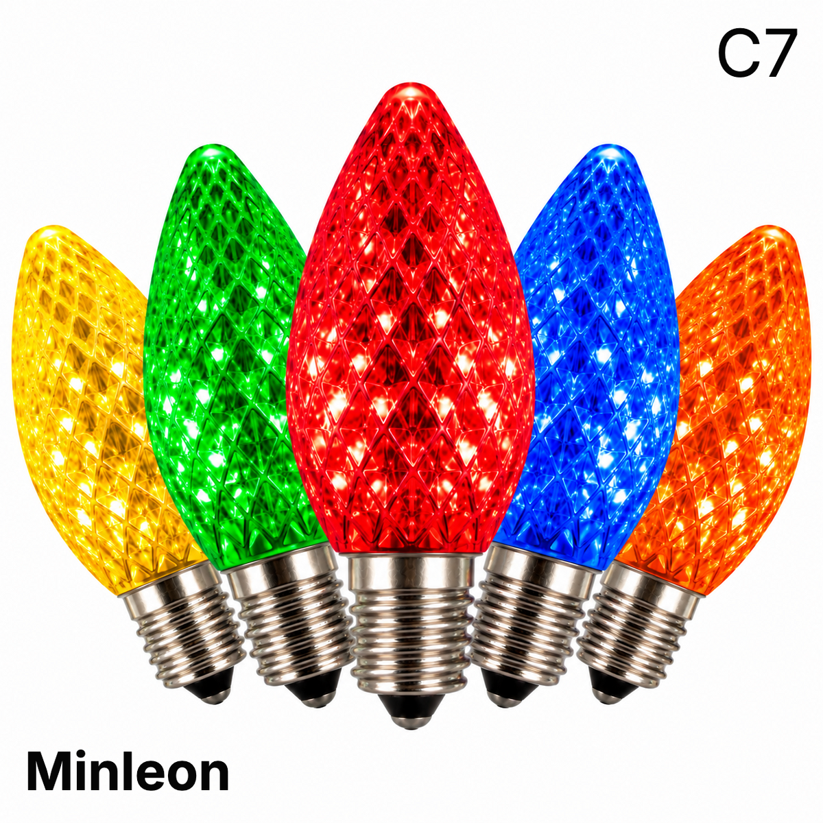Multi Colored LED C7 - Minleon Faceted Bulb - Steady — view 1