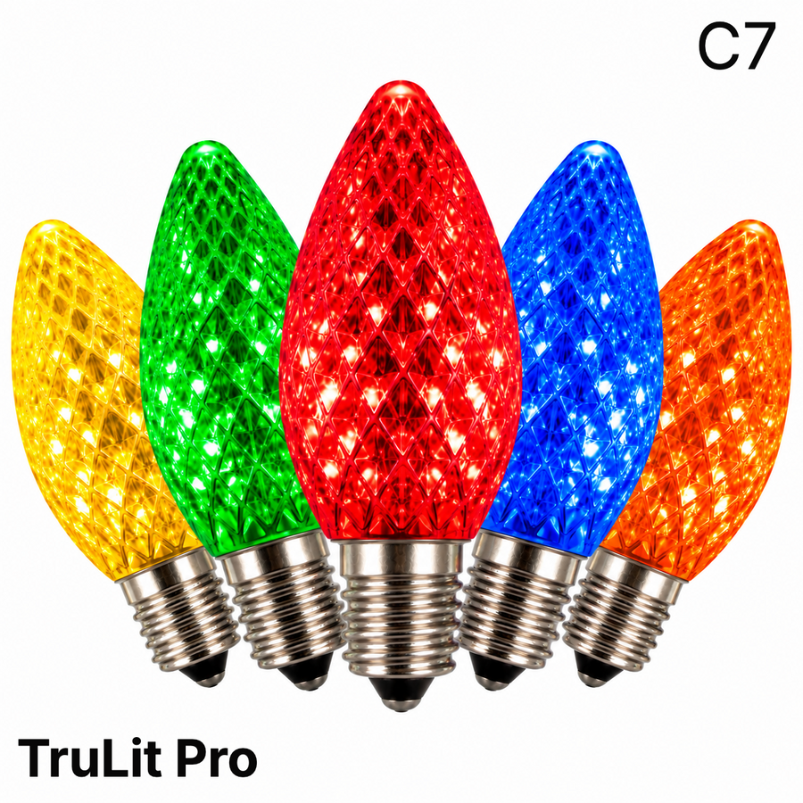 Multi Colored LED C7 - TruLit Pro Faceted LED Bulb - Steady Multi Colored