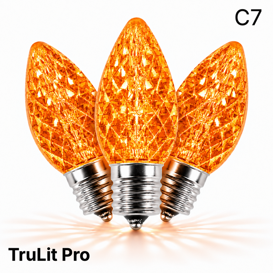 Orange LED C7 - TruLit Pro Faceted LED Bulb - Steady Orange