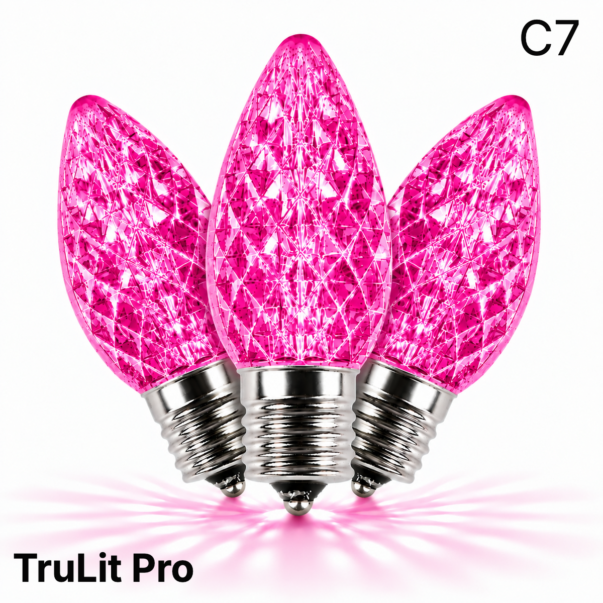 Pink LED C7 - TruLit Pro Faceted LED Bulb - Steady — view 1