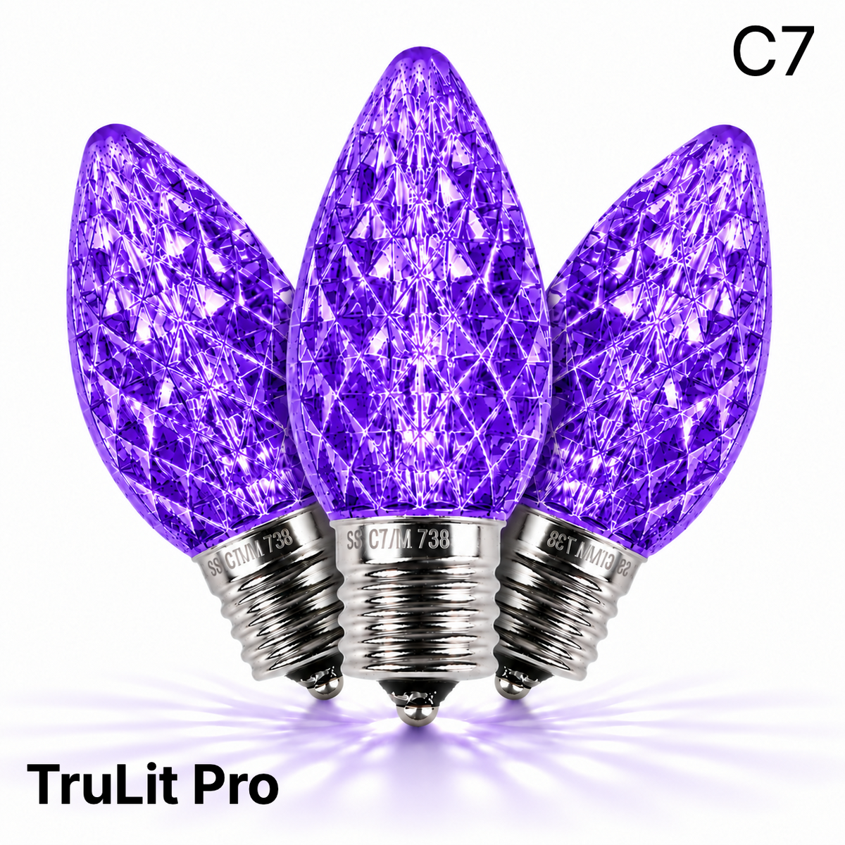 Purple LED C7 - TruLit Pro Faceted LED Bulb - Steady — view 1