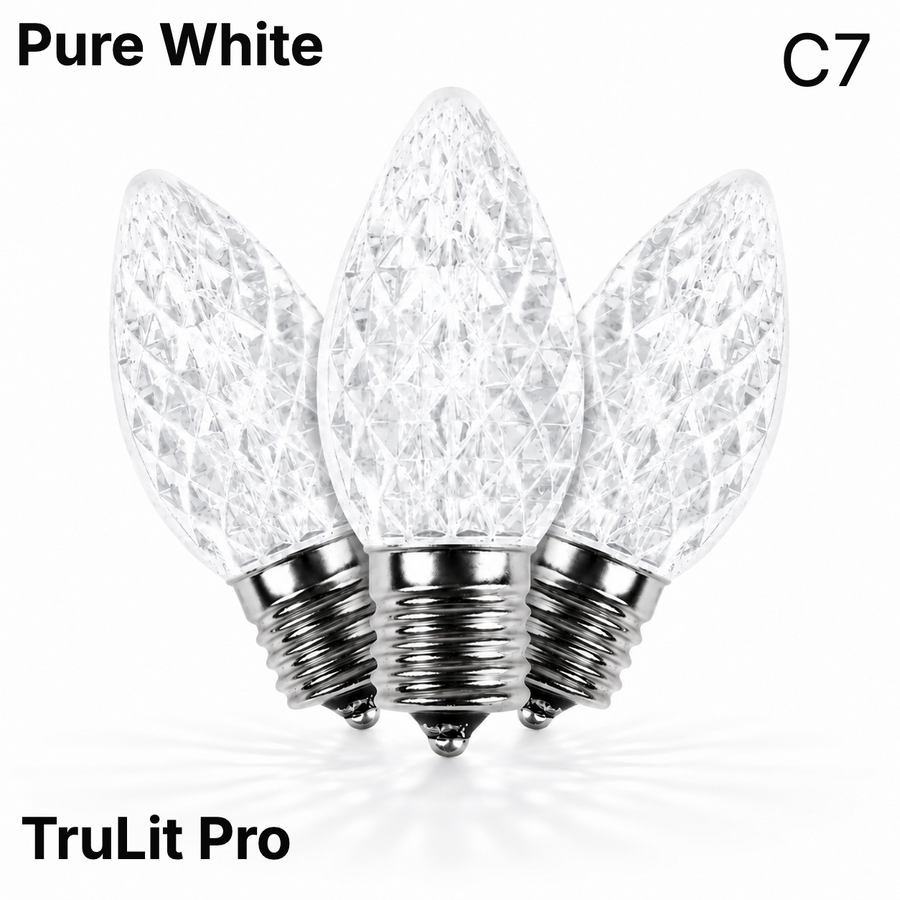 Pure White LED C7 - TruLit Pro Faceted LED Bulb - Steady Pure White