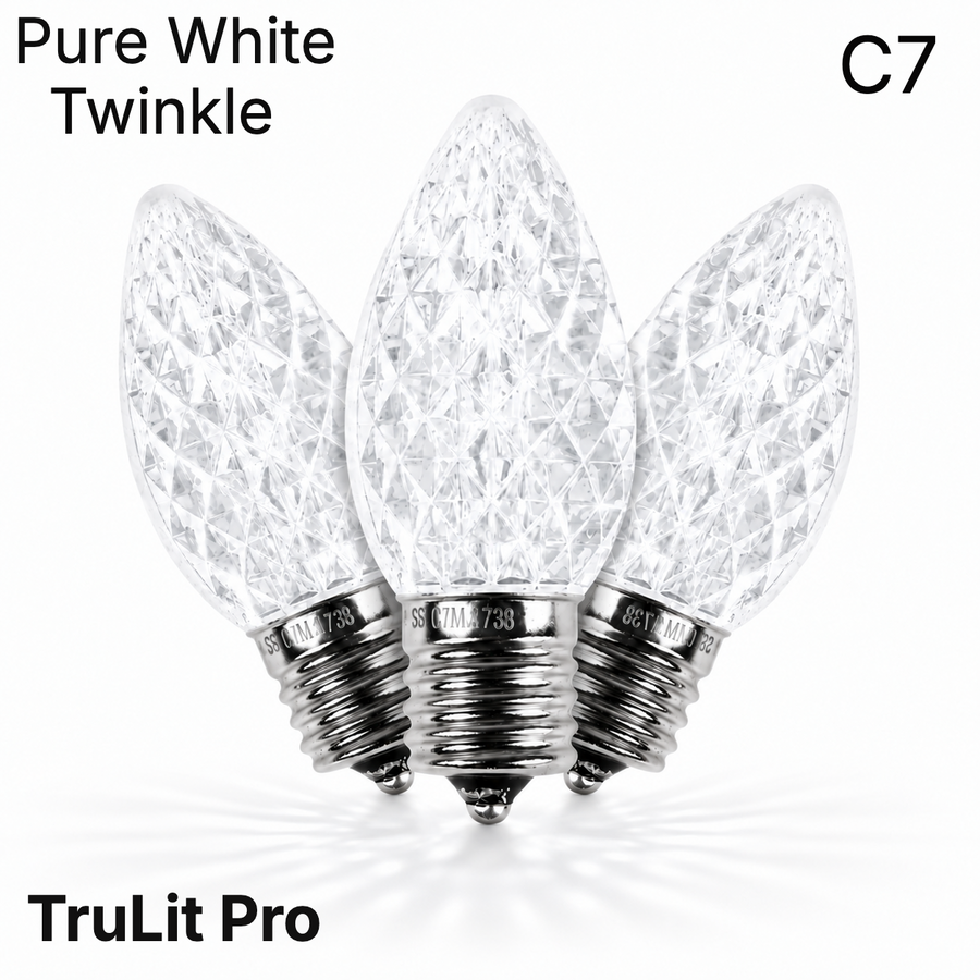 Pure White LED C7 - TruLit Pro Faceted LED Bulb - Twinkle Pure White