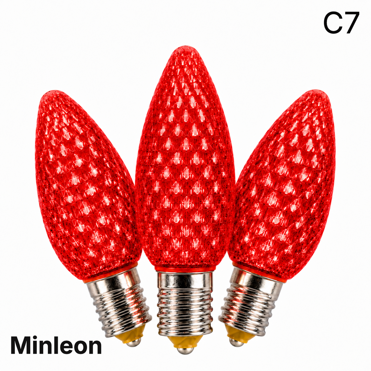 Red LED C7 - Minleon Faceted Bulb - Steady — view 1