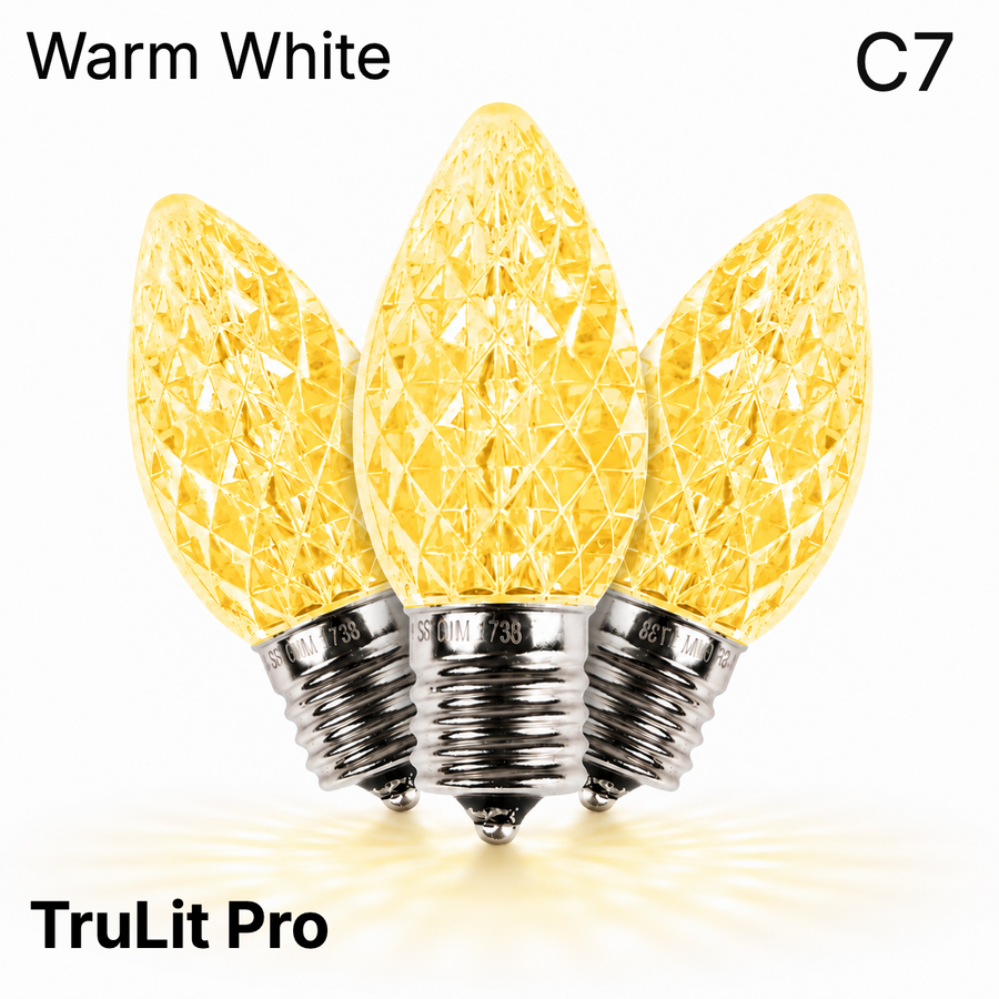 Warm White LED C7 - TruLit Pro Faceted LED Bulb - Steady Warm White