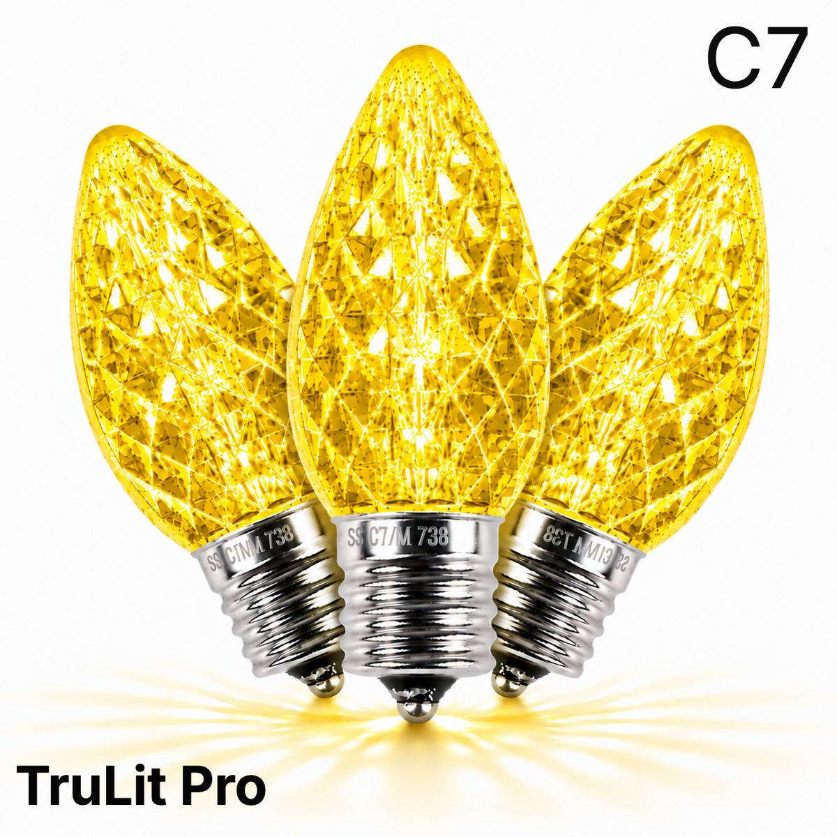 Yellow LED C7 - TruLit Pro Faceted LED Bulb - Steady — view 1