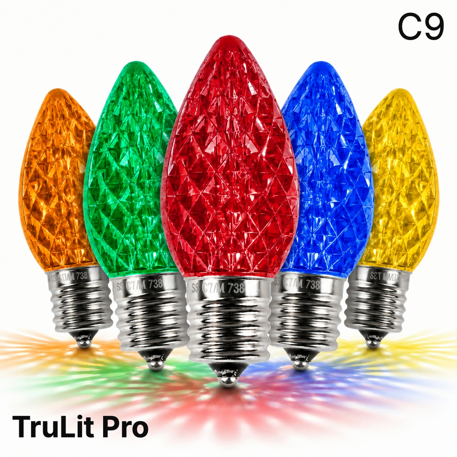 Multi Colored LED C9 - TruLit Pro Faceted Bulb - Steady Multi Colored