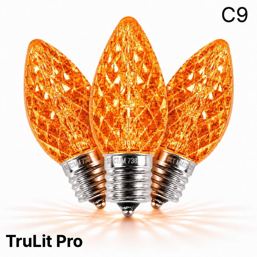 Orange LED C9 - TruLit Pro Faceted Bulb - Steady Orange