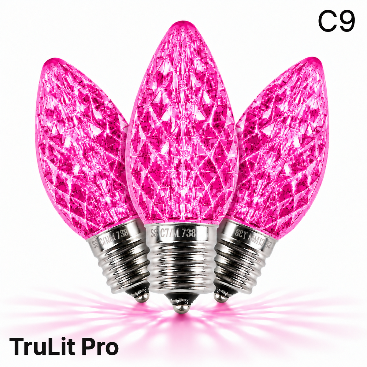 Pink LED C9 - TruLit Pro Faceted Bulb - Steady — view 1