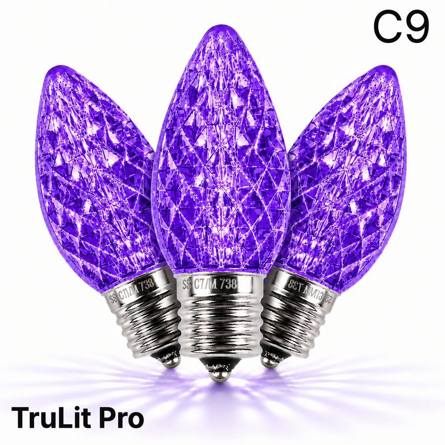 Purple LED C9 - TruLit Pro Faceted Bulb - Steady Purple
