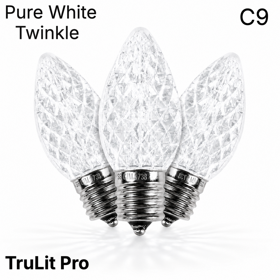 Pure White LED C9 - TruLit Pro Faceted Bulb - Twinkle Pure White