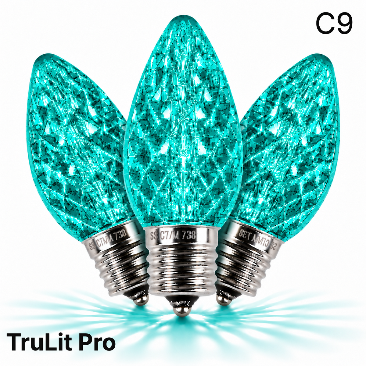 Teal LED C9 - TruLit Pro Faceted Bulb - Steady — view 1