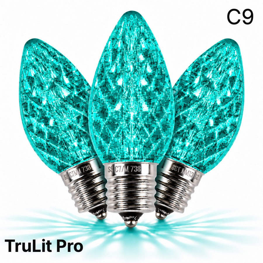 Teal LED C9 - TruLit Pro Faceted Bulb - Steady Teal