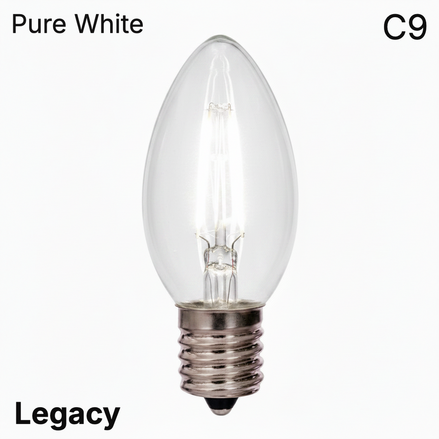 LED C9 Straight Filament Bulb - PURE WHITE Pure White- Straight