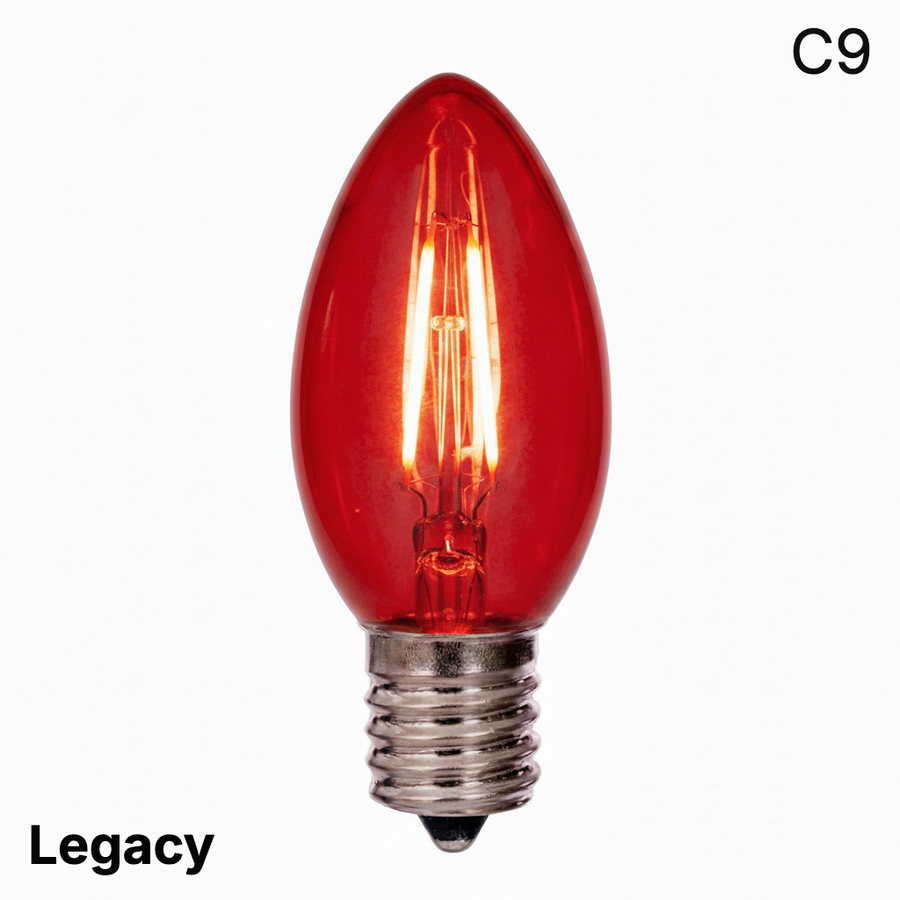 LED C9 Straight Filament Bulb - RED Red- Straight