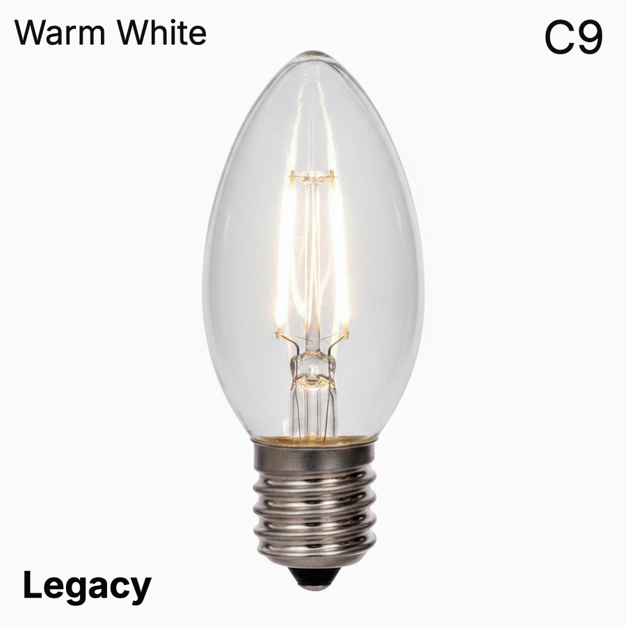 LED C9 Straight Filament Bulb - WARM WHITE 2700K Warm White- Straight