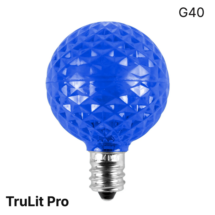 Blue LED G40 - TrueLit Pro Faceted Bulb Blue