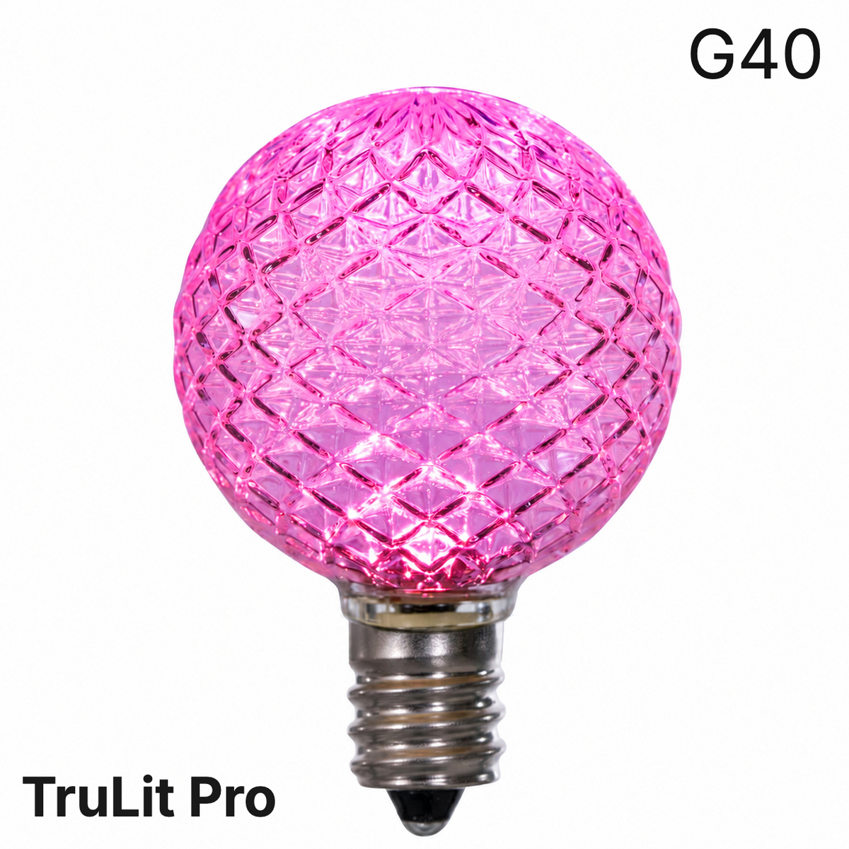 Pink LED G40 - TrueLit Pro Faceted Bulb — view 1