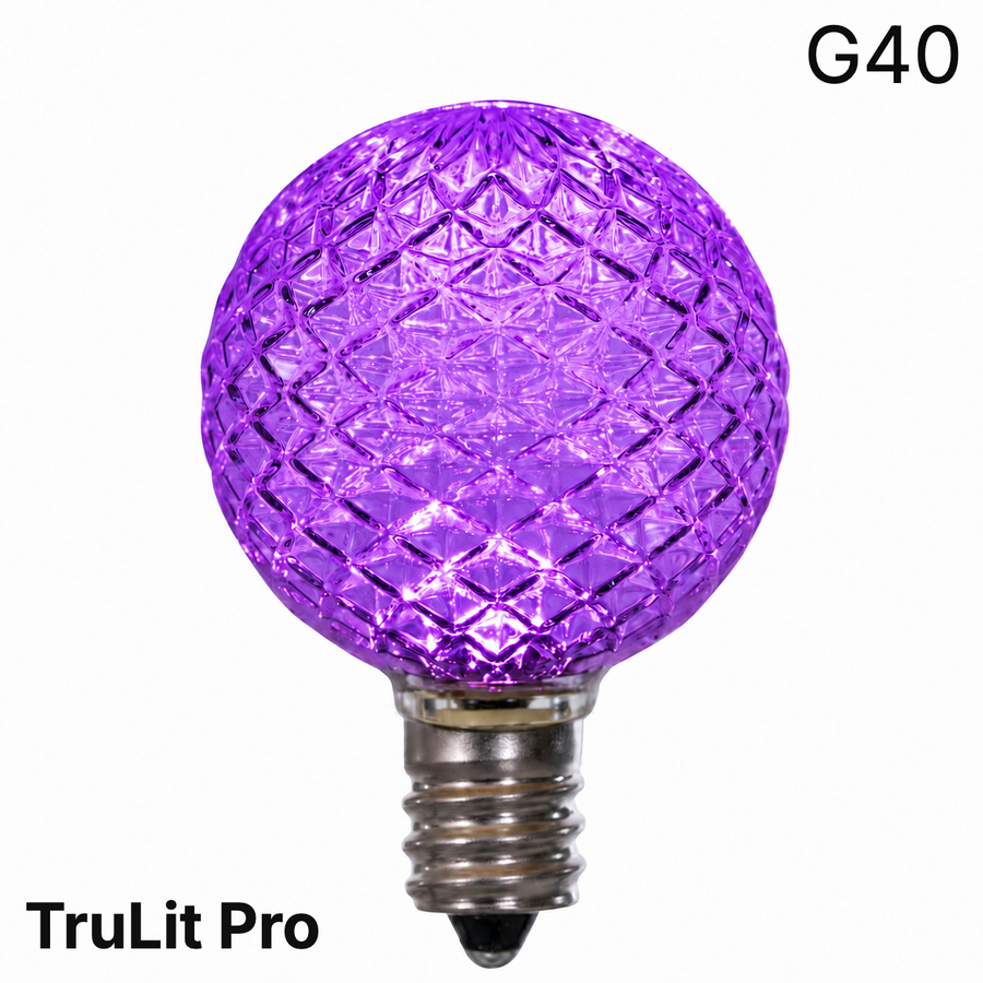 Purple LED G40 - TrueLit Pro Faceted Bulb Purple