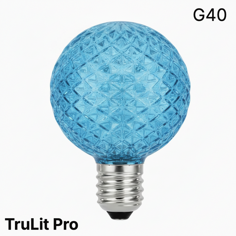 Teal LED G40 - TrueLit Pro Faceted Bulb Teal
