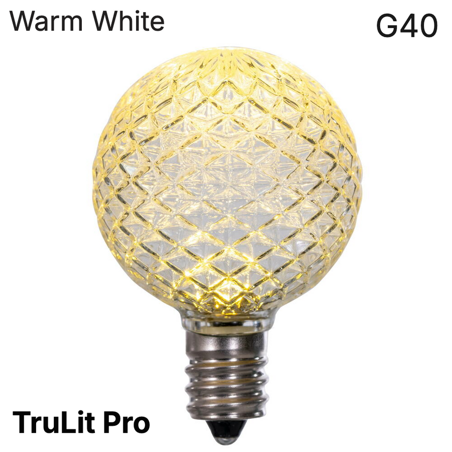 Warm White LED G40 - TrueLit Pro Faceted Bulb Warm White