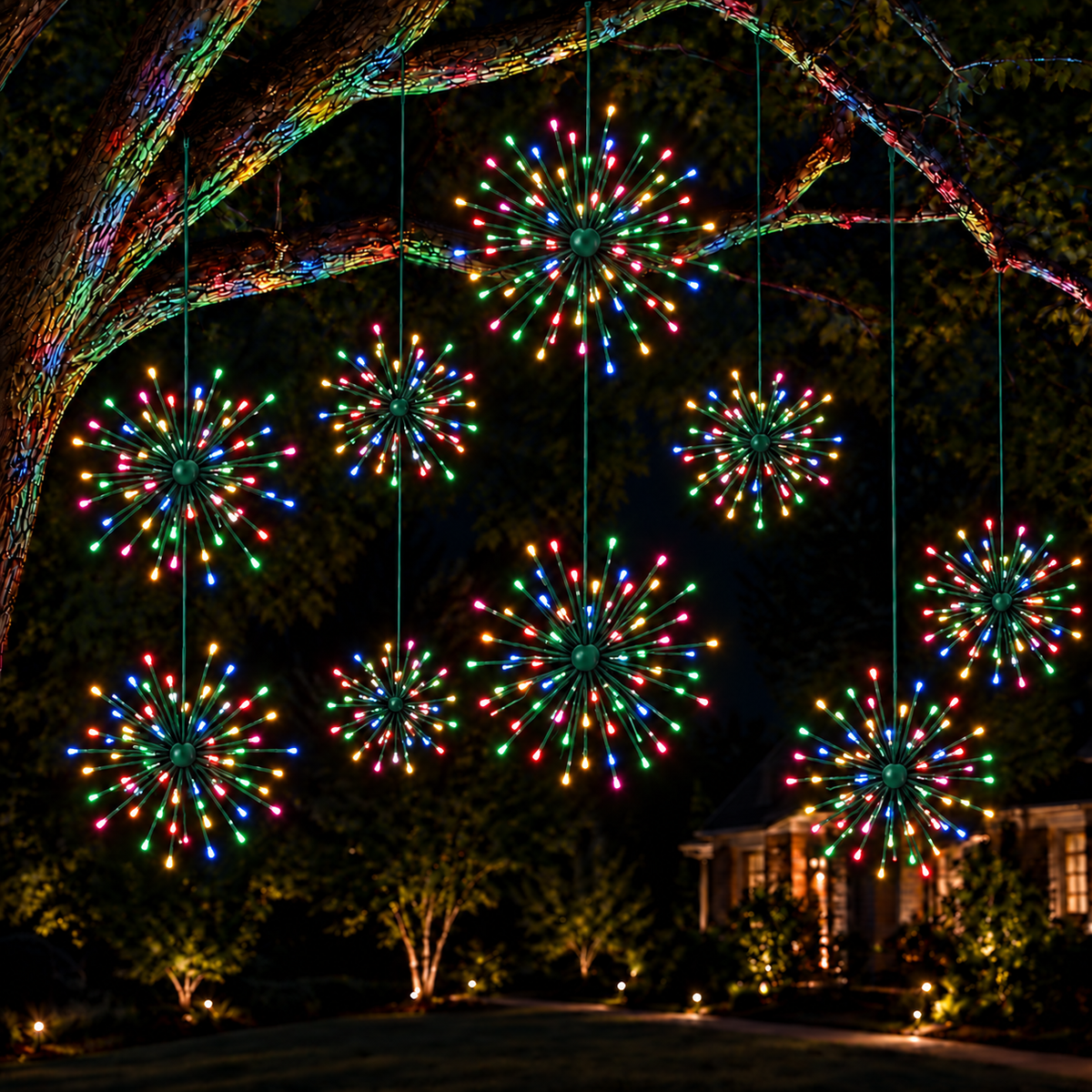 24" Multicolor LED Spritzer - Twinkle - Green Frame — view 2