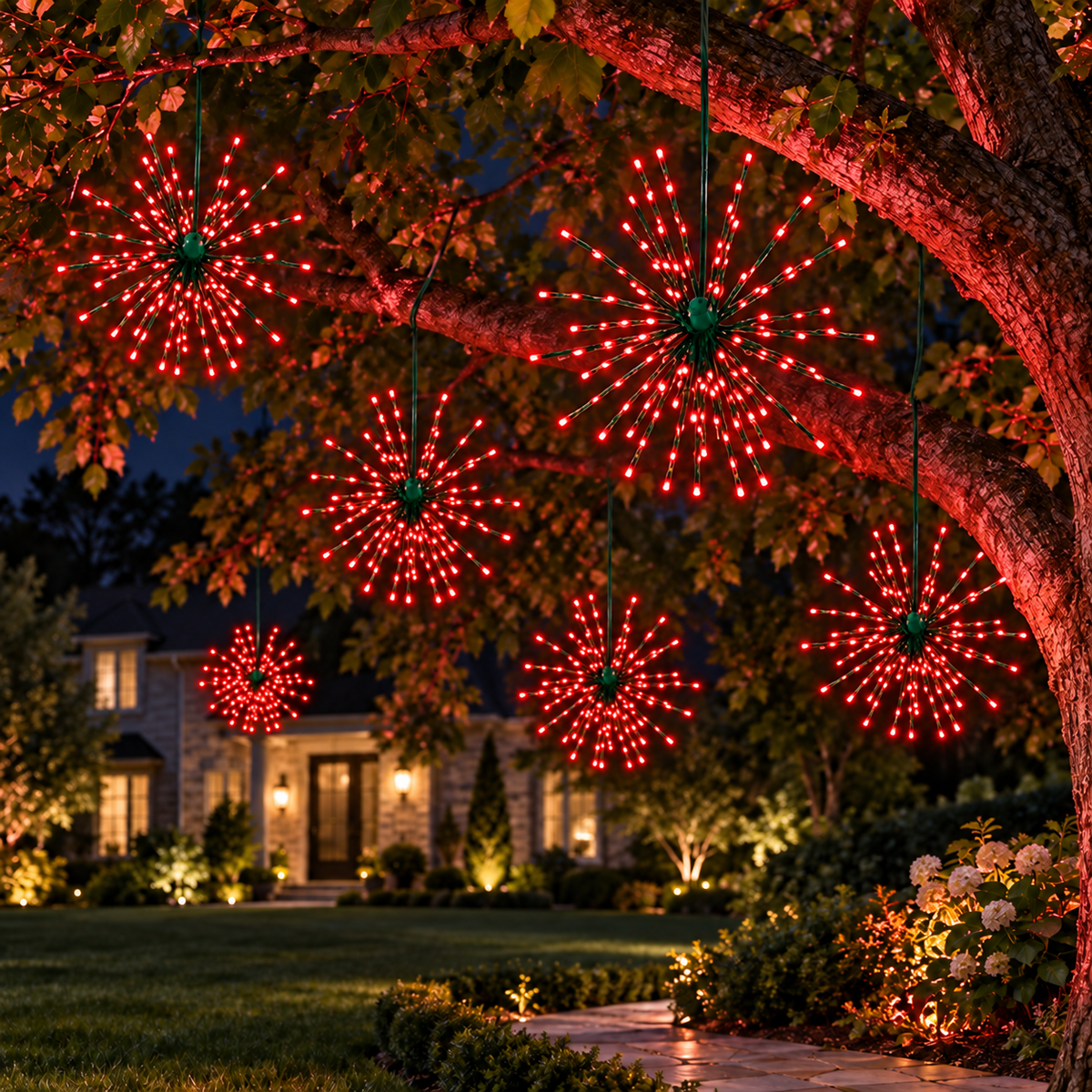 24" Red LED Spritzer - Twinkle - Green Frame — view 2