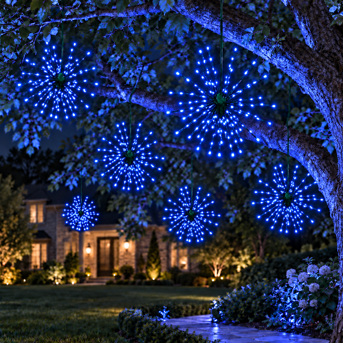 24" Blue LED Spritzer - Twinkle - Green Frame — view 2
