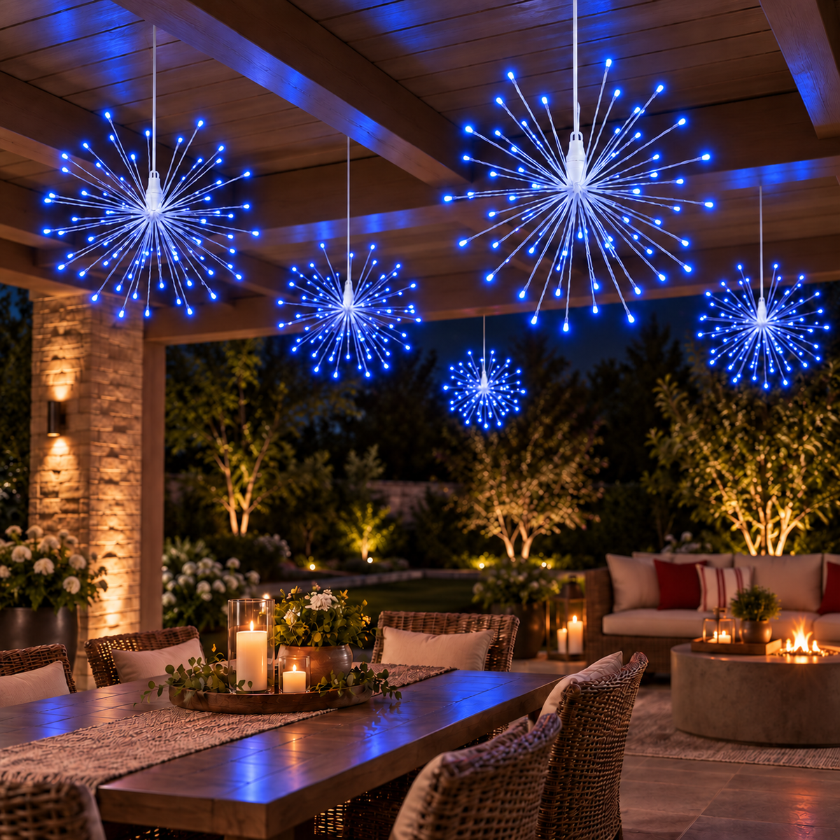 24" Blue LED Spritzer - Twinkle - White Frame — view 2