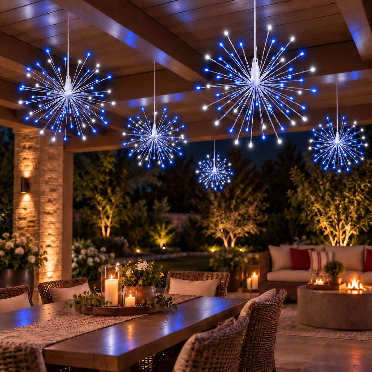 24" Blue/Pure White LED Spritzer - Twinkle - White Frame — view 2