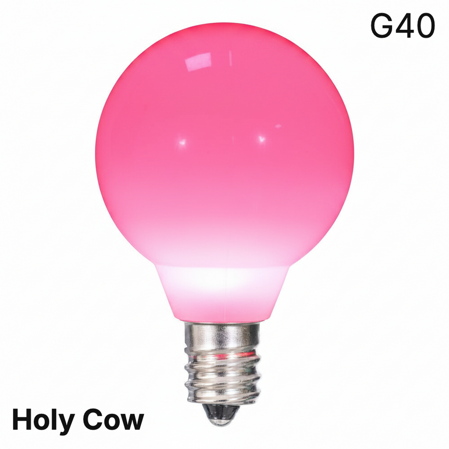 Pink LED G40 - Ceramic Smooth Bulb - Steady Pink