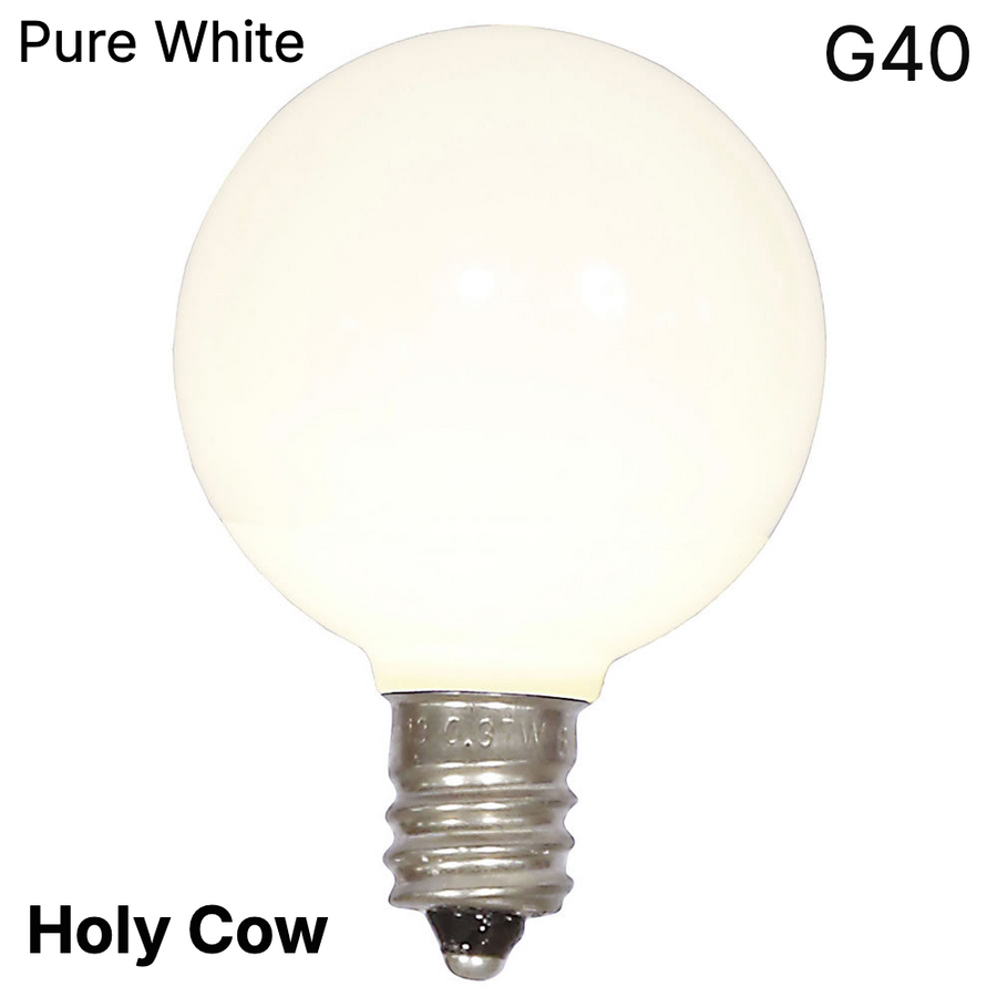 Pure White LED G40 - Ceramic Smooth Bulb - Steady Pure White