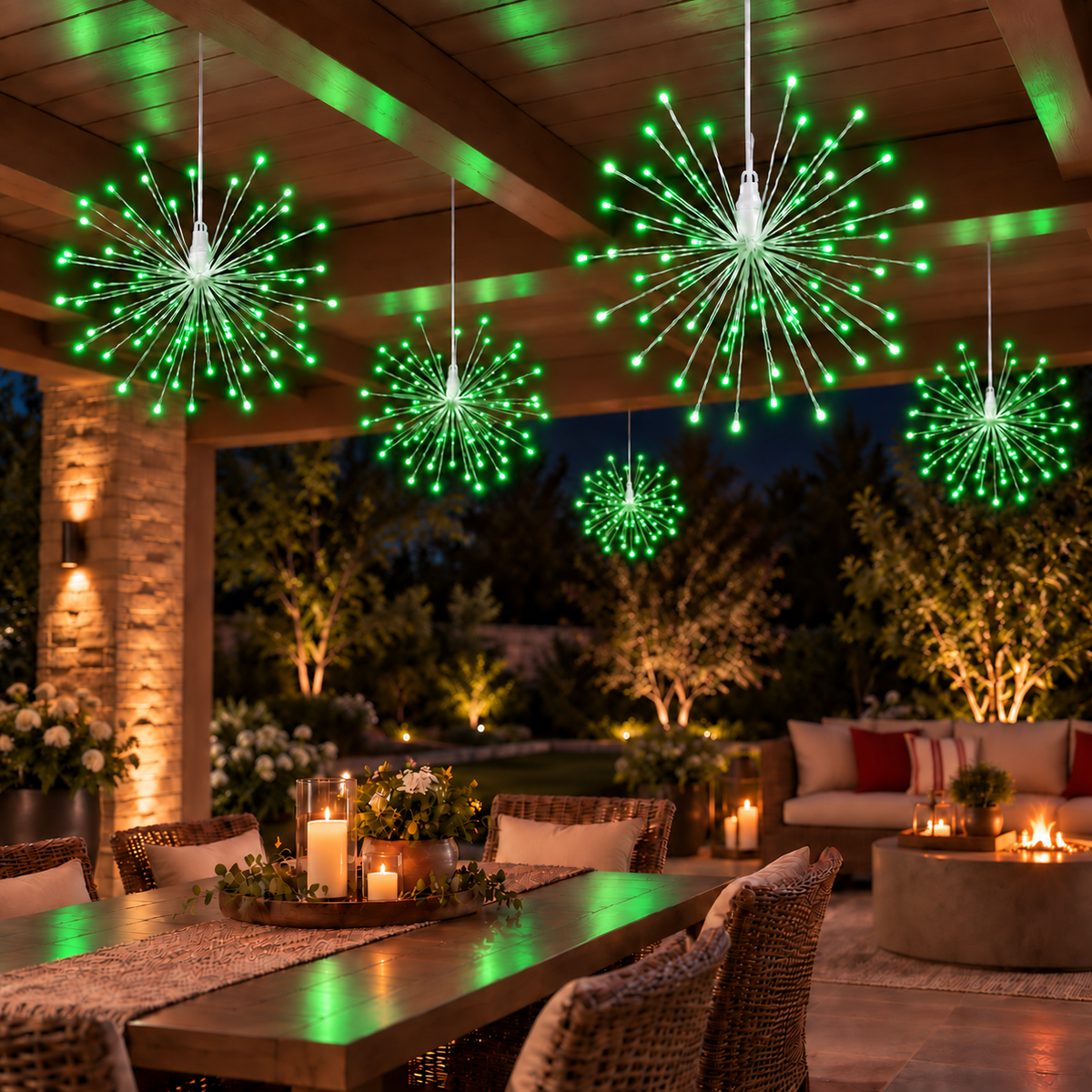 24" Green LED Spritzer - Twinkle - White Frame — view 2