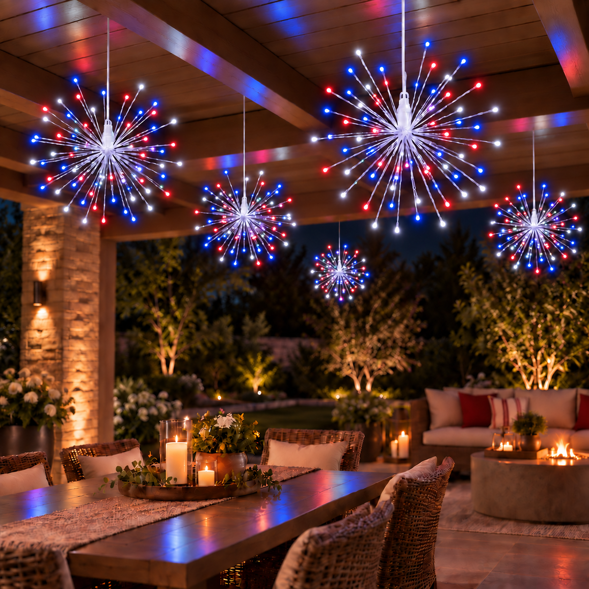 24" Red/Pure White/Blue LED Spritzer - Twinkle - White Frame — view 2