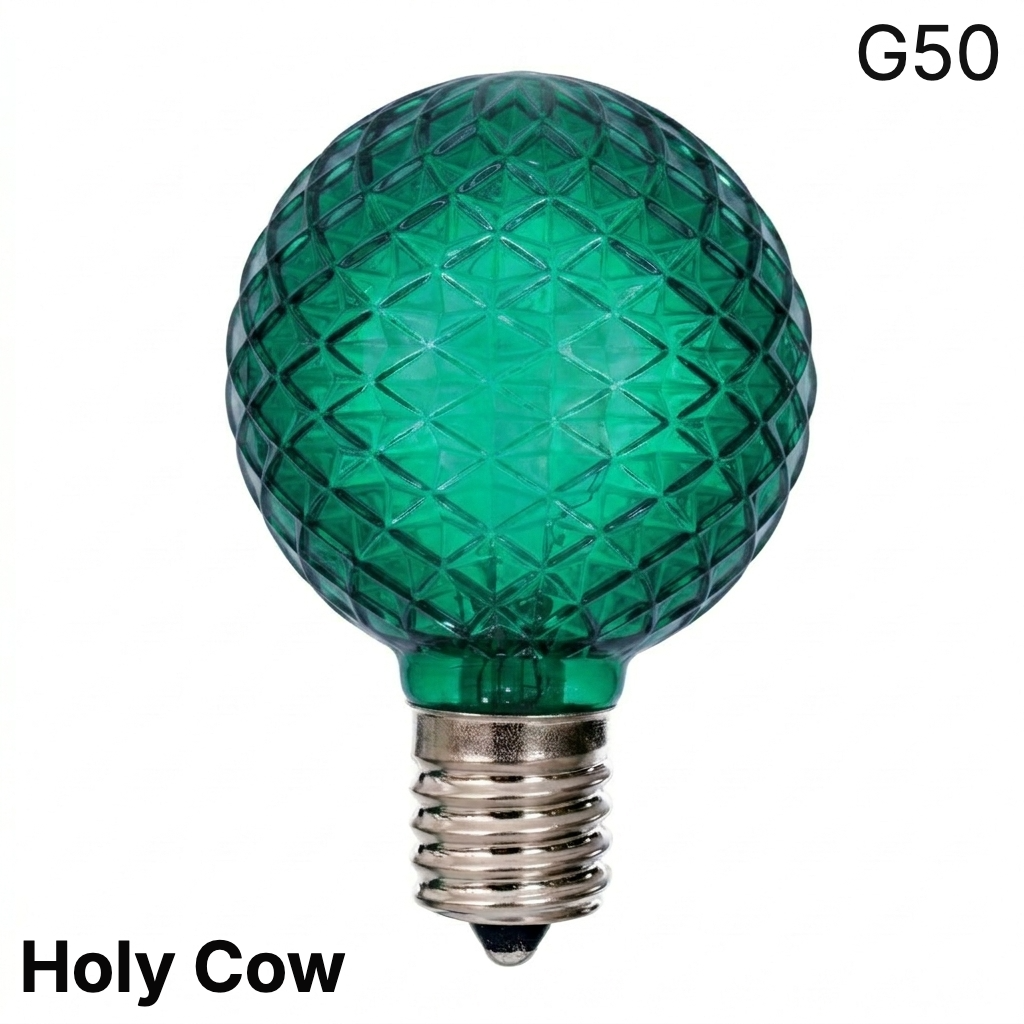 LED G50 Faceted Bulb - GREEN — view 1